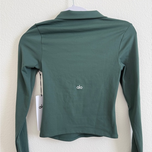ALO Yoga SoftSculpt 1/4 Zip Long Sleeve in Clover Green - Picture 2 of 5